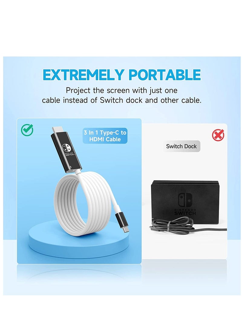 Portable Switch Dock   USB Type C to HDMI Conversion Cable for TV Docking Mode on Switch, Steam Deck, Samsung Dex Station, and S21S20Note20TabS7 4K for Travel RedBlue - Image 3
