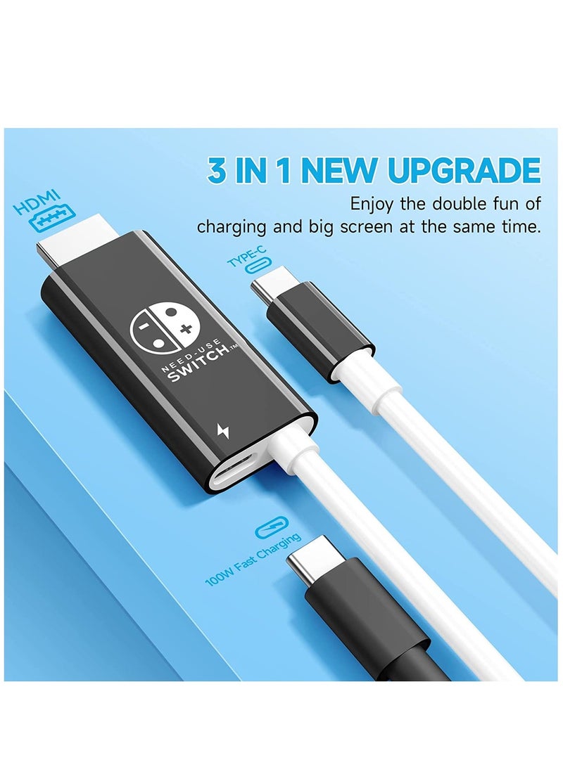 Portable Switch Dock   USB Type C to HDMI Conversion Cable for TV Docking Mode on Switch, Steam Deck, Samsung Dex Station, and S21S20Note20TabS7 4K for Travel RedBlue - Image 2