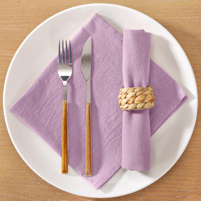 MLMC Lilac Purple Cotton Linen Napkins Rustic Washable Cloth Napkins Set of 8 17x17 Soft Reusable Stonewashed Dinner Napkins Cloth for Spring Wedding Gathering Party Everyday Use - Image 1