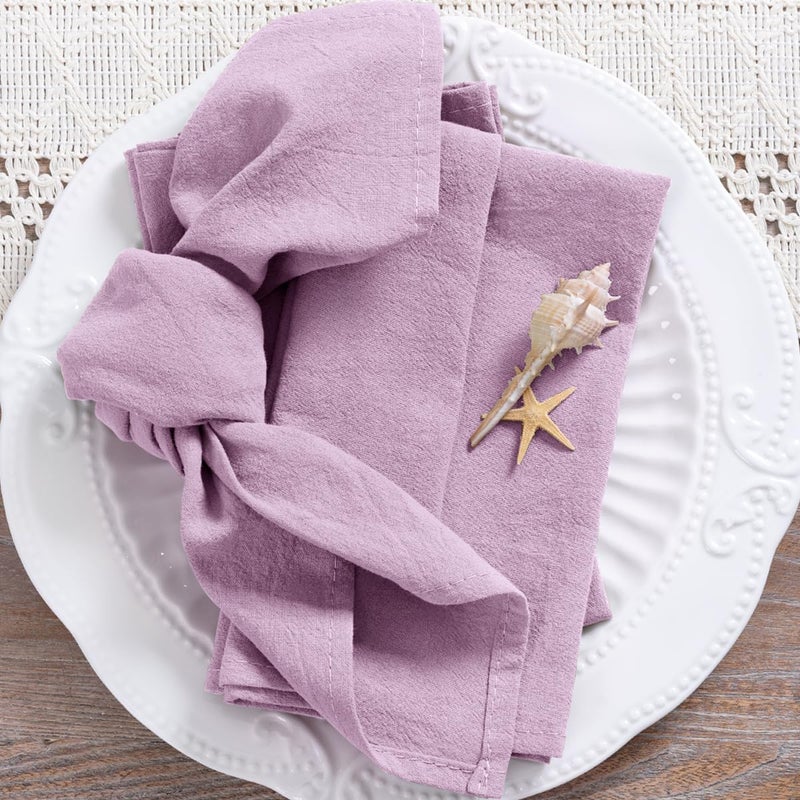 MLMC Lilac Purple Cotton Linen Napkins Rustic Washable Cloth Napkins Set of 8 17x17 Soft Reusable Stonewashed Dinner Napkins Cloth for Spring Wedding Gathering Party Everyday Use - Image 4