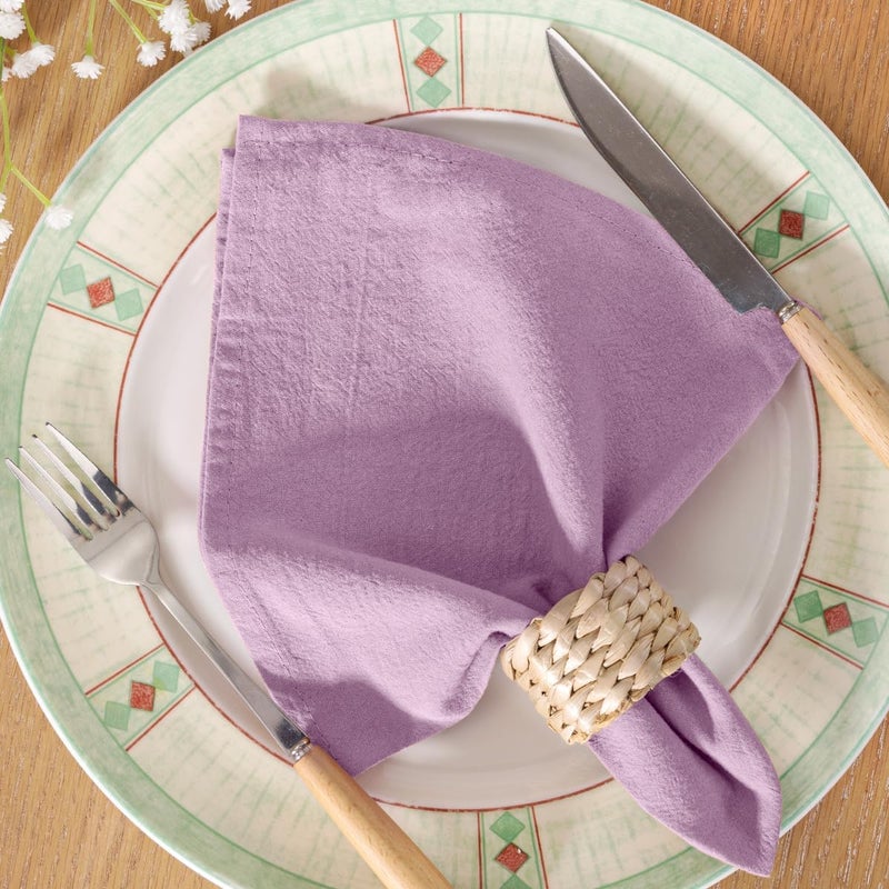 MLMC Lilac Purple Cotton Linen Napkins Rustic Washable Cloth Napkins Set of 8 17x17 Soft Reusable Stonewashed Dinner Napkins Cloth for Spring Wedding Gathering Party Everyday Use - Image 2