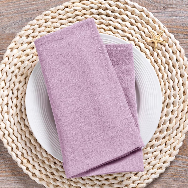 MLMC Lilac Purple Cotton Linen Napkins Rustic Washable Cloth Napkins Set of 8 17x17 Soft Reusable Stonewashed Dinner Napkins Cloth for Spring Wedding Gathering Party Everyday Use - Image 5