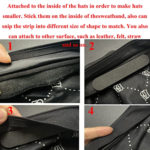 monochef مونوشيف 30 قطعة شريط حجم القبعة مخفض حجم القبعة إدخالات بطانة رغوة شريط تقليل الحجم ذاتي اللصق للقبعات والقبعات لجعلها أصغر حزام العرق أسود أبيض - Image 4