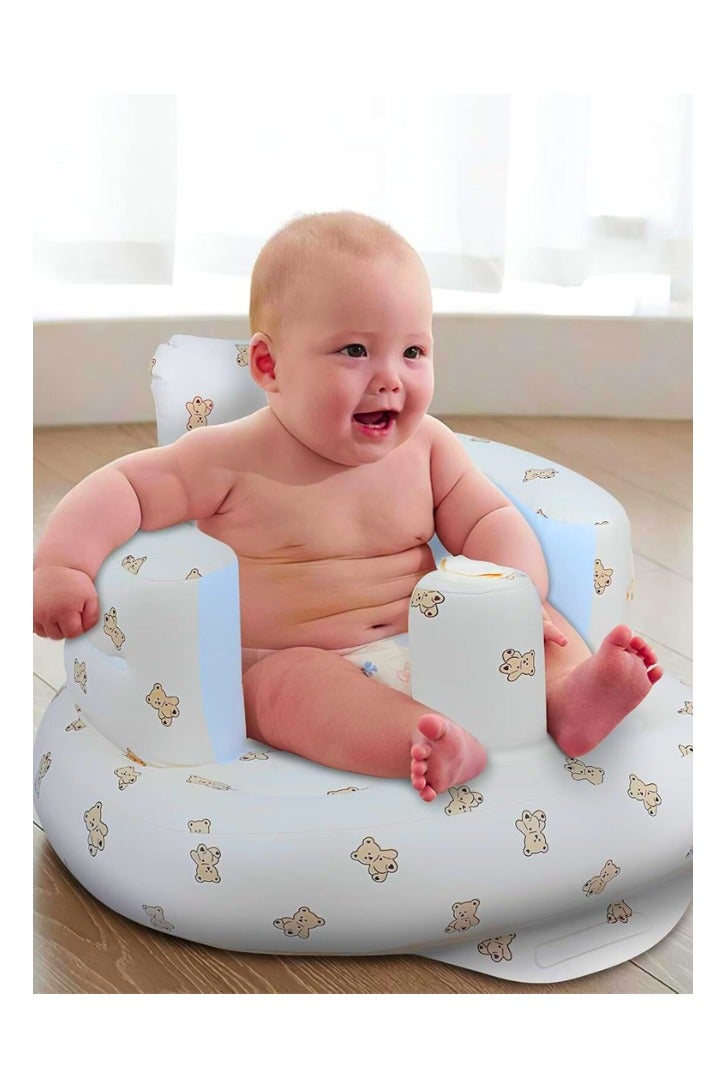 Chase Up Inflatable Baby Seat for Babies 3 Months & Up, Baby Floor Seats for Sitting Up, Baby Seats for Infants, Blow Up Baby Chair with Built in Air Pump - Bear - Image 2