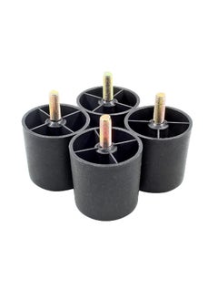 QZibeva QZibeva Pack of 4 Pcs Matt Black Round Plastic Furniture Legs with M8 Bolt Assembled 4 Inches  - Image 5