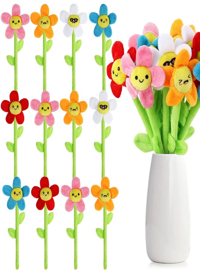 ZJoey 18 Pcs Plush Smile Flower Stuffed Bendable Stems Plush Bouquet Toy Soft Floral 12.6 Inch for Graduation 2025 Mother's Day Valentines Day Girl Girlfriend Wife Family and Friends(Cute Style) - Image 1