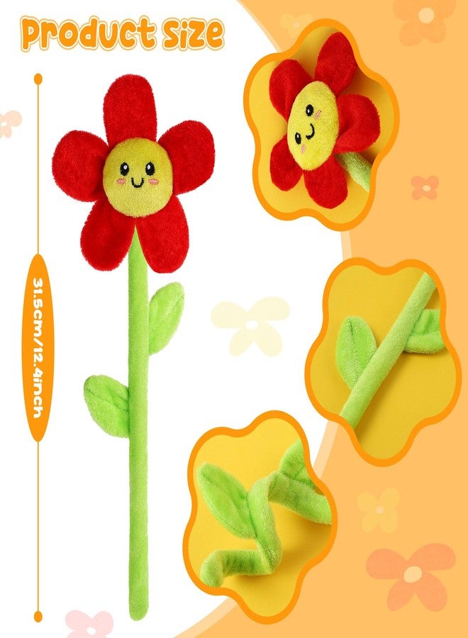 ZJoey 18 Pcs Plush Smile Flower Stuffed Bendable Stems Plush Bouquet Toy Soft Floral 12.6 Inch for Graduation 2025 Mother's Day Valentines Day Girl Girlfriend Wife Family and Friends(Cute Style) - Image 2