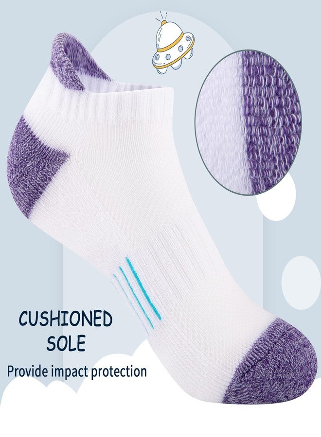 Comfoex Girls Socks Ankle Athletic Socks For Kids 4-6 6-8 8-10 Years Old Short Socks With Cushioned Sole 8 Pairs - Image 4