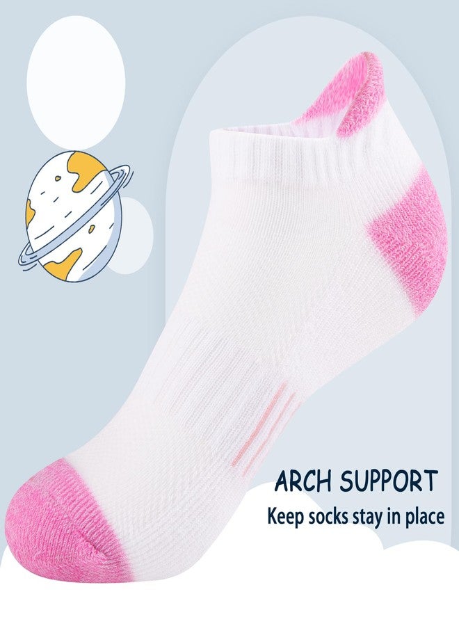 Comfoex Girls Socks Ankle Athletic Socks For Kids 4-6 6-8 8-10 Years Old Short Socks With Cushioned Sole 8 Pairs - Image 5