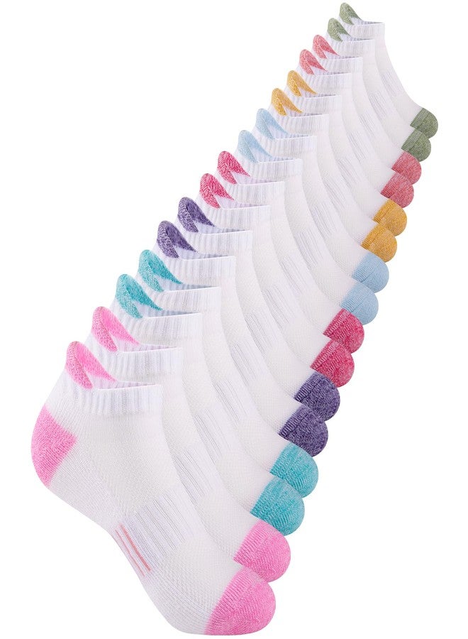 Comfoex Girls Socks Ankle Athletic Socks For Kids 4-6 6-8 8-10 Years Old Short Socks With Cushioned Sole 8 Pairs - Image 1
