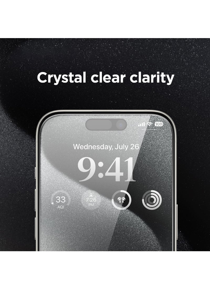 Rock Pow - Screen protector Compatible with iPhone 15 Pro Max 5G Privacy Tempered Glass Screen Protector [Bubble Free][Anti-Glare][HD Full Coverage][Easy Installation][Scratch Resistant] - Image 1