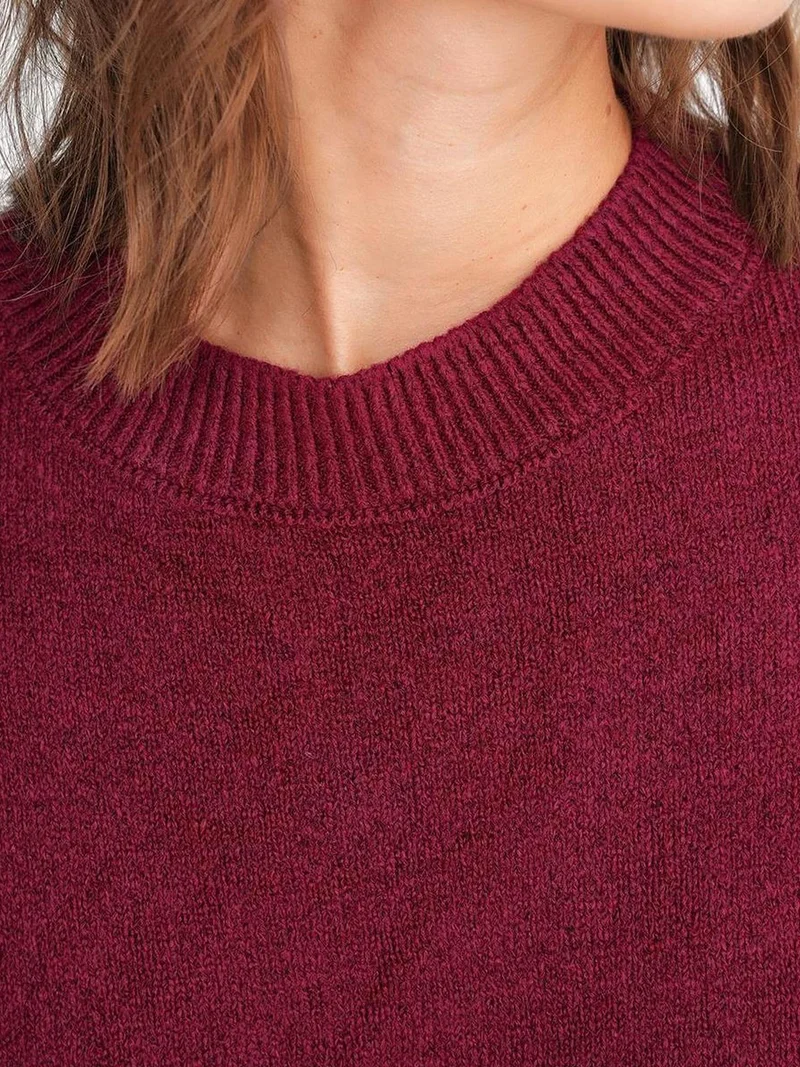 MixRay Burgundy Red Mixray Oversized Knitwear Sweater for Women | Best Price UAE
