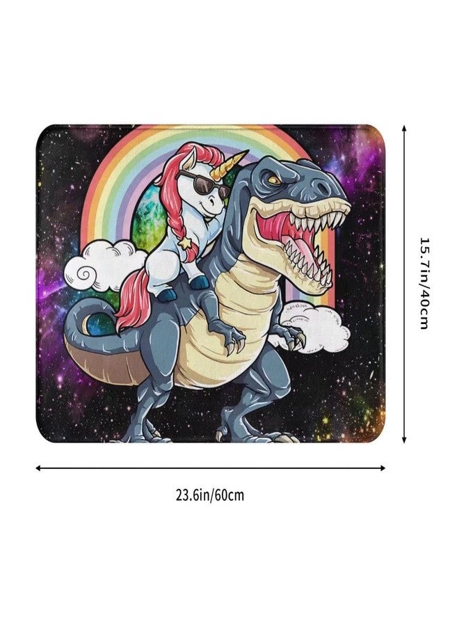 bositigo Funny Dinosaur Bath Mats for Kids Boys Childs, Galaxy Space Cute Unicorn Riding Dinosaur Bathroom Rugs, Non Slip Soft Entryway Door mat Living Room Bedroom Kitchen Home Decor 16 x 24 in - Small - Image 2