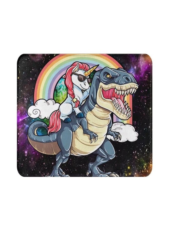 bositigo Funny Dinosaur Bath Mats for Kids Boys Childs, Galaxy Space Cute Unicorn Riding Dinosaur Bathroom Rugs, Non Slip Soft Entryway Door mat Living Room Bedroom Kitchen Home Decor 16 x 24 in - Small - Image 1
