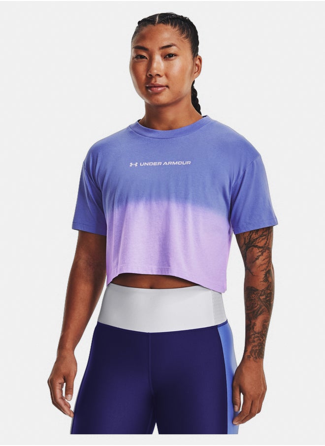 UNDER ARMOUR - Branded Dip Dye Crop Short Sleeve T-shirt - Image 1