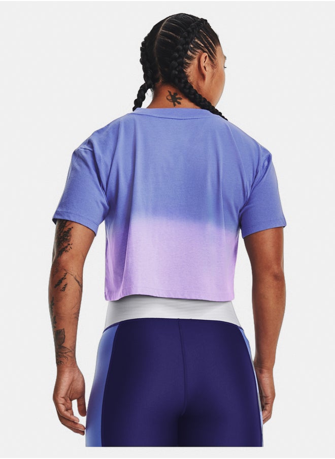 UNDER ARMOUR - Branded Dip Dye Crop Short Sleeve T-shirt - Image 1
