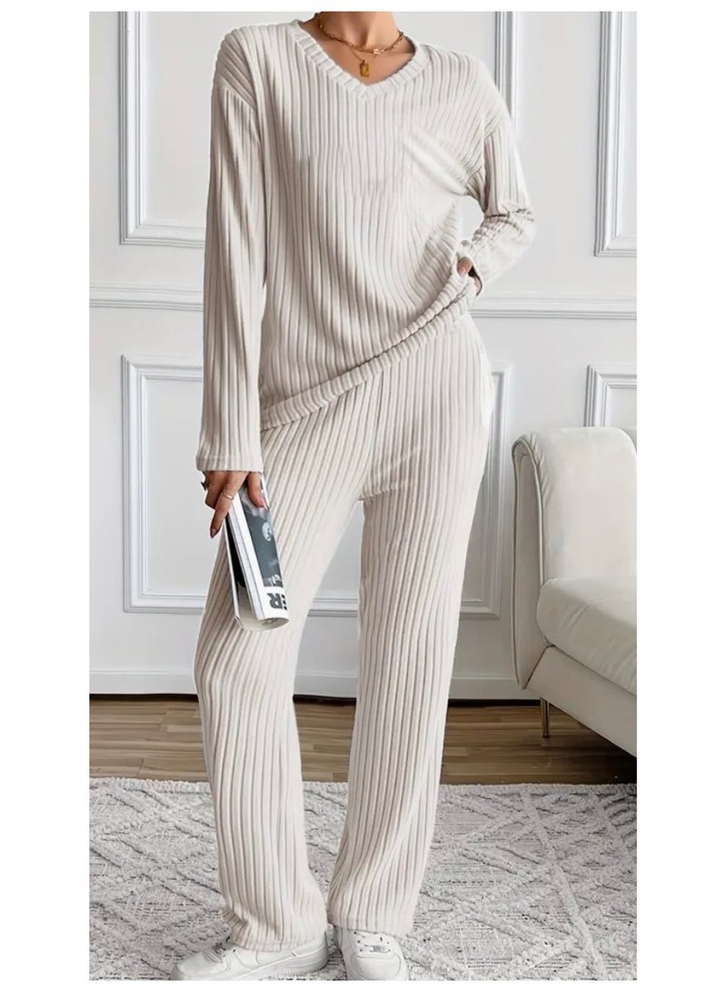 SOLOBUY Pyjama set, Color Beige, Soft and Comfortable  - Image 1