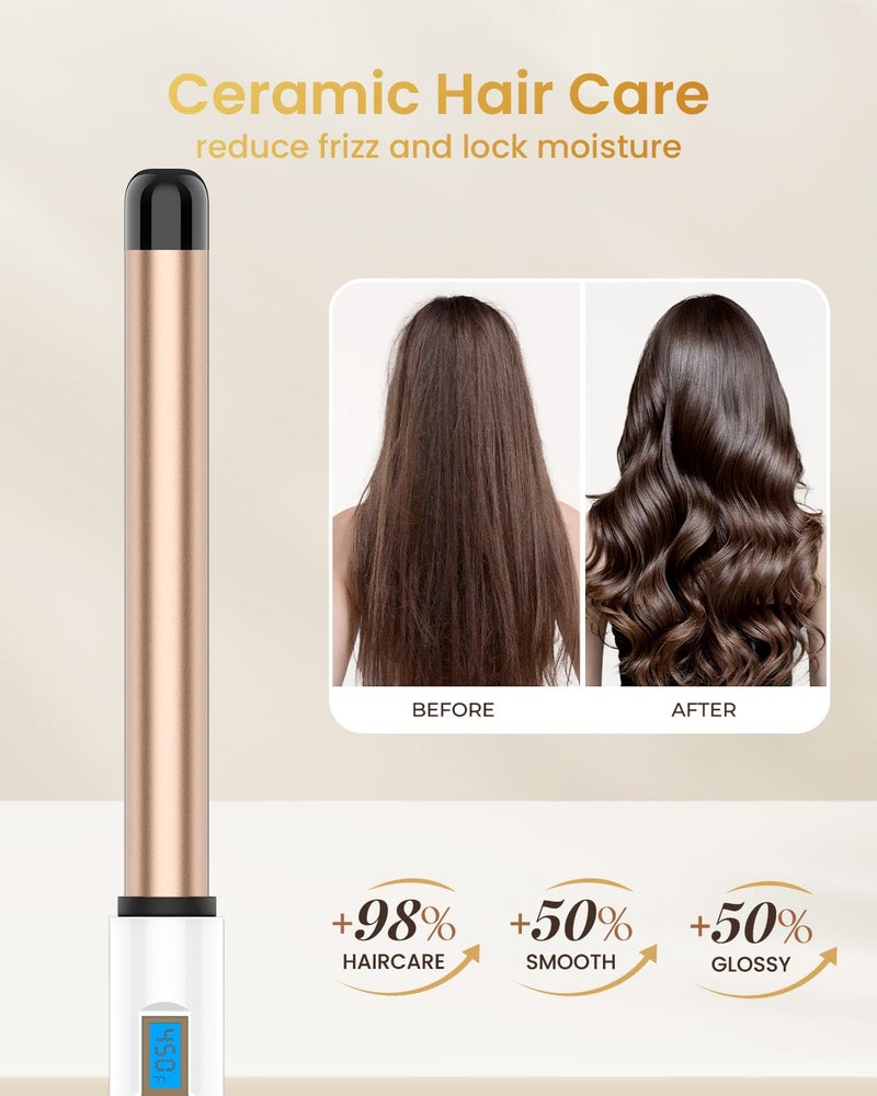 Hoson 1 Inch Extra Long Barrel Curling Wand, Ceramic Tourmaline Curling Wand Professional Dual Voltage with Adjustable Temperature - Image 4