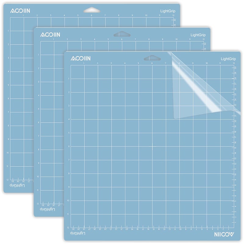 AOOIIN Cutting Mat for Cricut Explore OneAirAir 2Maker 3 Packs Cut Mats Replacement Accessories for Cricut Blue for Cricut Light Grip