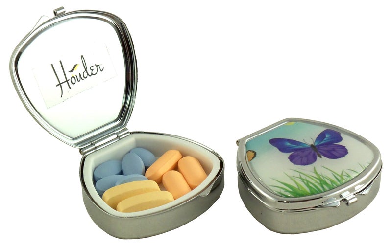 Houder Designer Pill Box by Houder - Decorative Pill Case with Gift Box - Carry Your Meds in Style (Butterfly) - Image 2