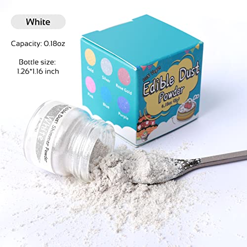 Jelife White Edible Luster Dust - 5 Grams Food Grade Cake Dust Shimmer Powdered, Edible Metallic Powder Food Coloring for Cake Decorating, Chocolates, Fondant, Drinks, Painting & More, Vegan - Image 2