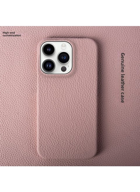 For Iphone 15 Mobile Phone Case 12 Genuine Leather 14 Half Pack 13 Protective Case For Xiaomi Samsung For Huawei Mobile Phone Protective Case 16-Color:Pink-Applicable Model:For Iphone 13