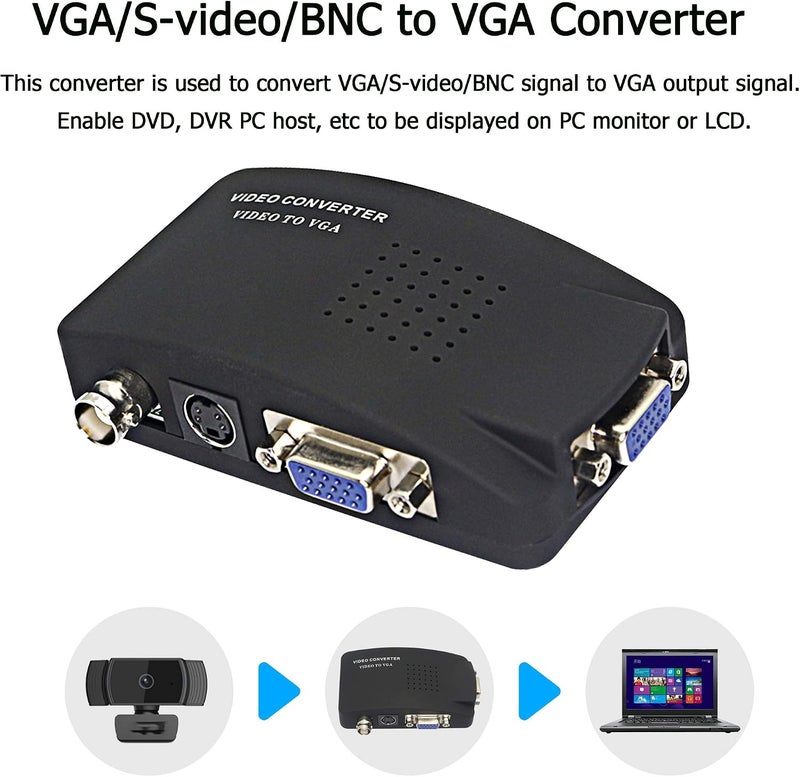 BNC to VGA Video Converter, S-Video Input to VGA Output, Supports PAL/NTSC, Easy to Install and Operate - Image 4