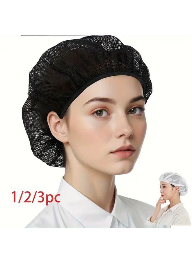 قبعة طاهي بيضاء قابلة للتنفس 2 حبة، شبكة شعر قابلة للتعديل بسحب حبل للمطبخ - Image 2