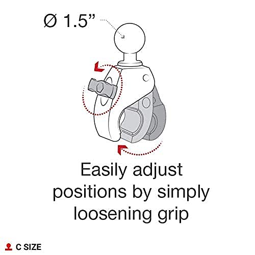 RAM Mounts RAP-404U Tough-Claw Medium Clamp Ball Base with C Size 1.5" Ball for Rails 1" to 1.6" - Image 3