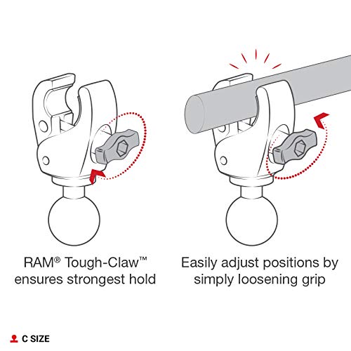 RAM Mounts RAP-404U Tough-Claw Medium Clamp Ball Base with C Size 1.5" Ball for Rails 1" to 1.6" - Image 5