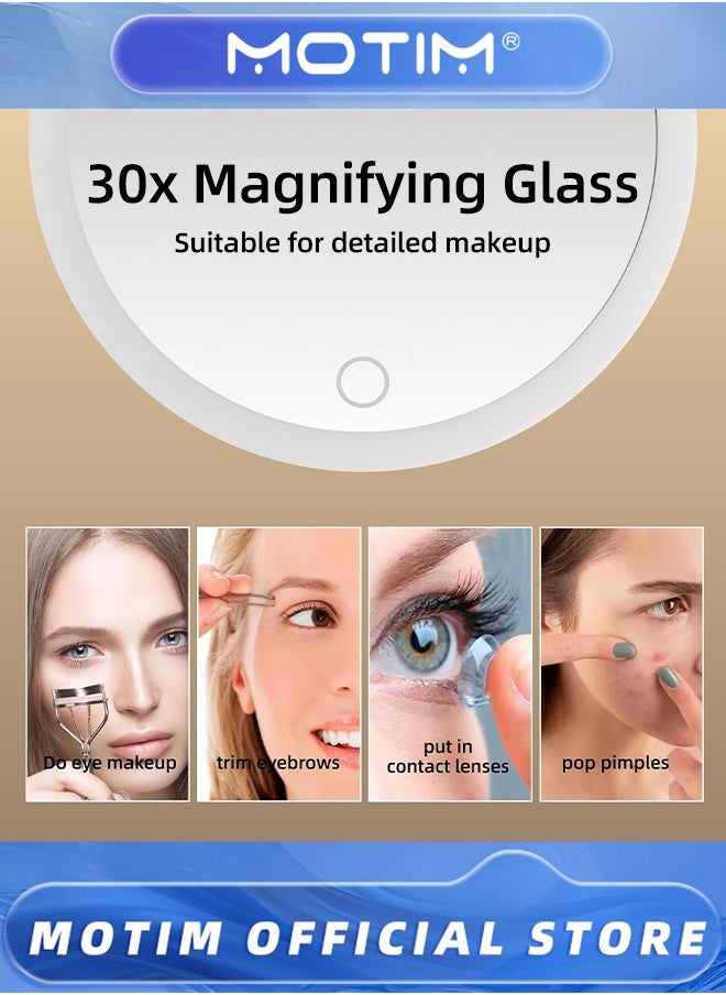 Motim 30X Magnifying Mirror with Light,3 Suction Cup & Adjustable Stand, Travel Mirror with 30X High Magnification  - Image 5