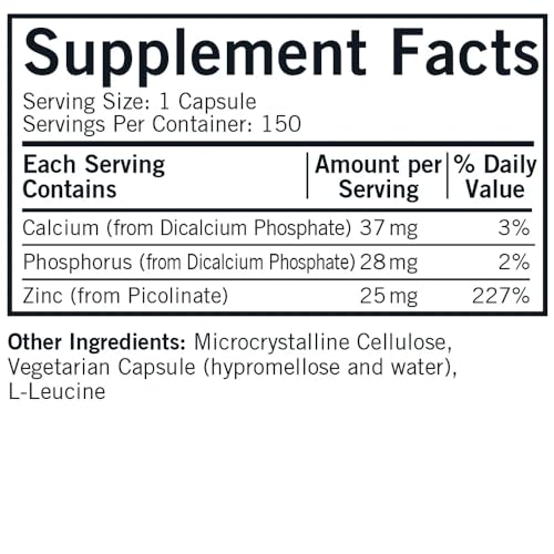 Kirkman – Zinc Picolinate 25 mg - Hypoallergenic – 150 Vegetarian Capsules – Gluten Free – Casein Free – Minerals - Image 2