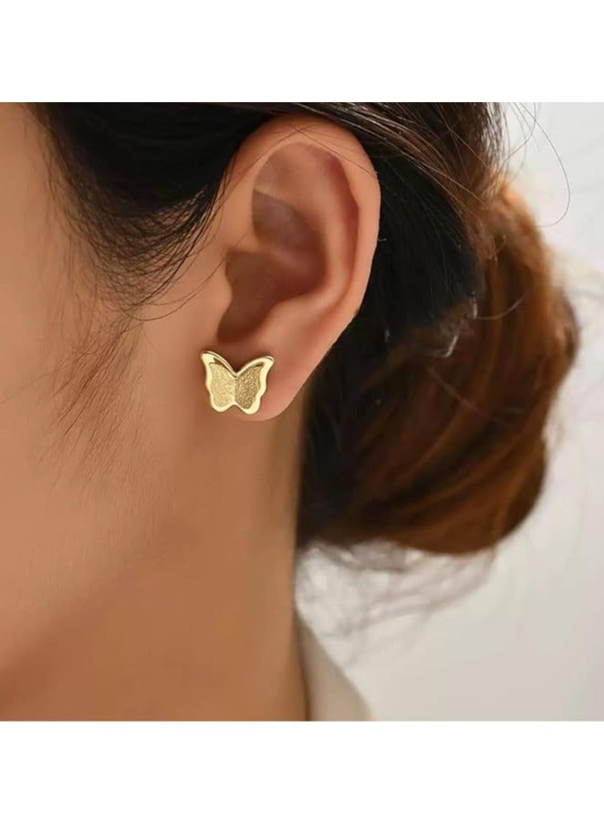 فيروز جوليري اقراط بريمة من الستانلس ستيل اقراط بانك للنساء على شكل فراشة غير لامعة من فيروز جوليري - Image 2