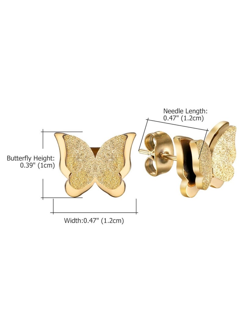 فيروز جوليري اقراط بريمة من الستانلس ستيل اقراط بانك للنساء على شكل فراشة غير لامعة من فيروز جوليري - Image 3