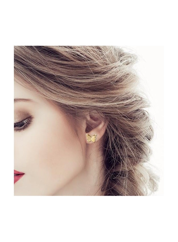 فيروز جوليري اقراط بريمة من الستانلس ستيل اقراط بانك للنساء على شكل فراشة غير لامعة من فيروز جوليري - Image 4