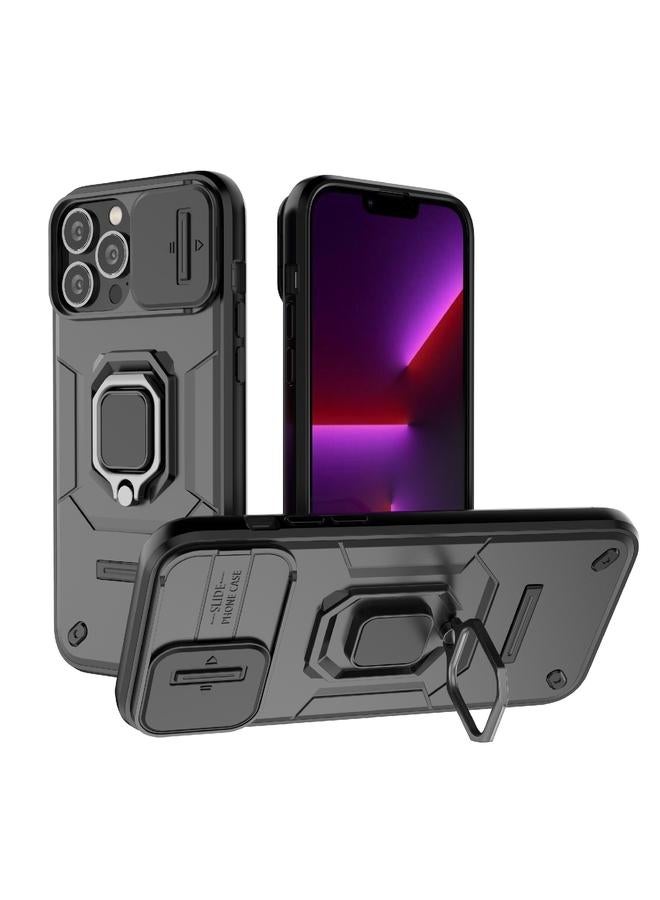 اس-توب جراب لهاتف iPhone 13 Pro Max منزلق مزود بدرع حماية من مادة TPU + PC جراب هاتف مقاوم للصدمات مع حامل - Image 1