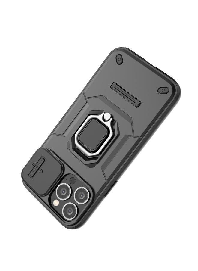 اس-توب جراب لهاتف iPhone 13 Pro Max منزلق مزود بدرع حماية من مادة TPU + PC جراب هاتف مقاوم للصدمات مع حامل - Image 4