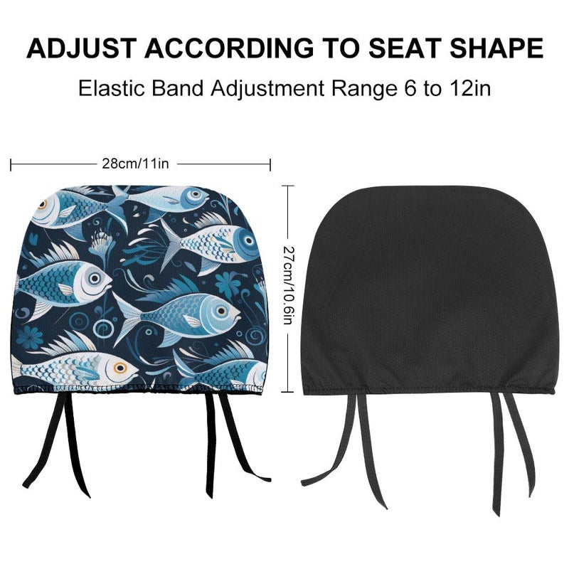 Universal Car Headrest Cover 1 PCS Cartoon Fish Print Soft Elastic Protector - Image 3