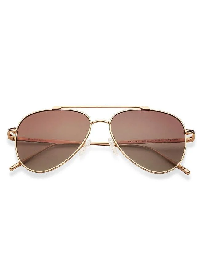 John Jacobs John Jacobs | Matte Gold Brown Pilot | Polarized and 100% UV Protected Sunglasses | For Men and Women | Medium | JJ S11472L-Pack of 1