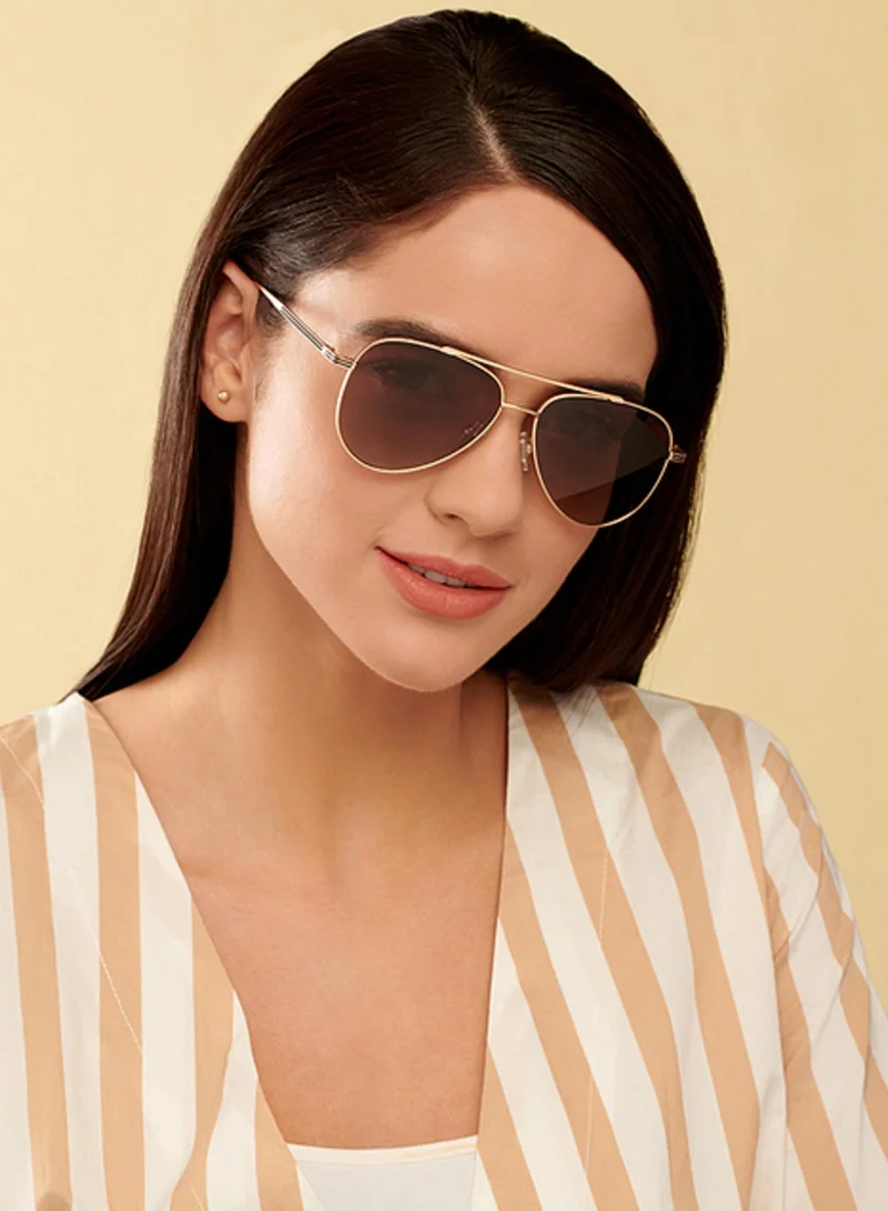 John Jacobs John Jacobs | Matte Gold Brown Pilot | Polarized and 100% UV Protected Sunglasses | For Men and Women | Medium | JJ S11472L-Pack of 1