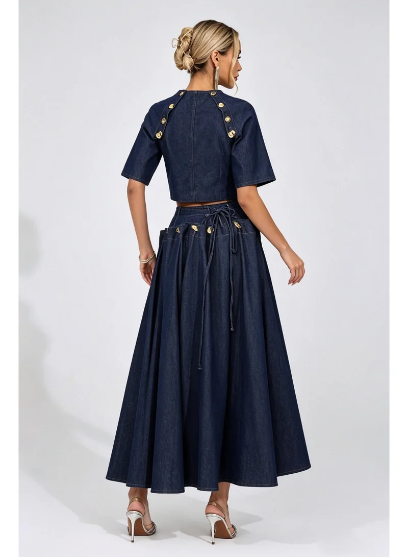 Catchall  Carabelle Denim Button Midi Set for Women | Best Price UAE