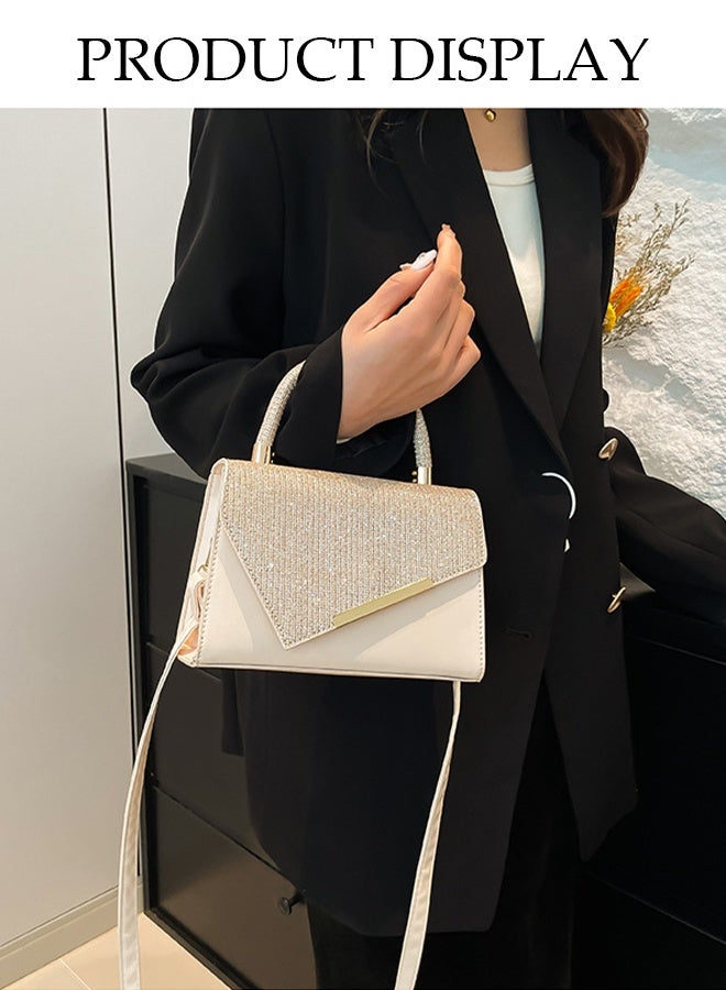 DUNISO Vintage Handle Shoulder Bag, Pu Leather Small Square Crossbody Bag, Hand-Held Patchwork Bag, Suitable For Shopping, Party, Banquet, Travel, Etc., Fashionable Evening Bag, Cocktail Handbag - Image 5