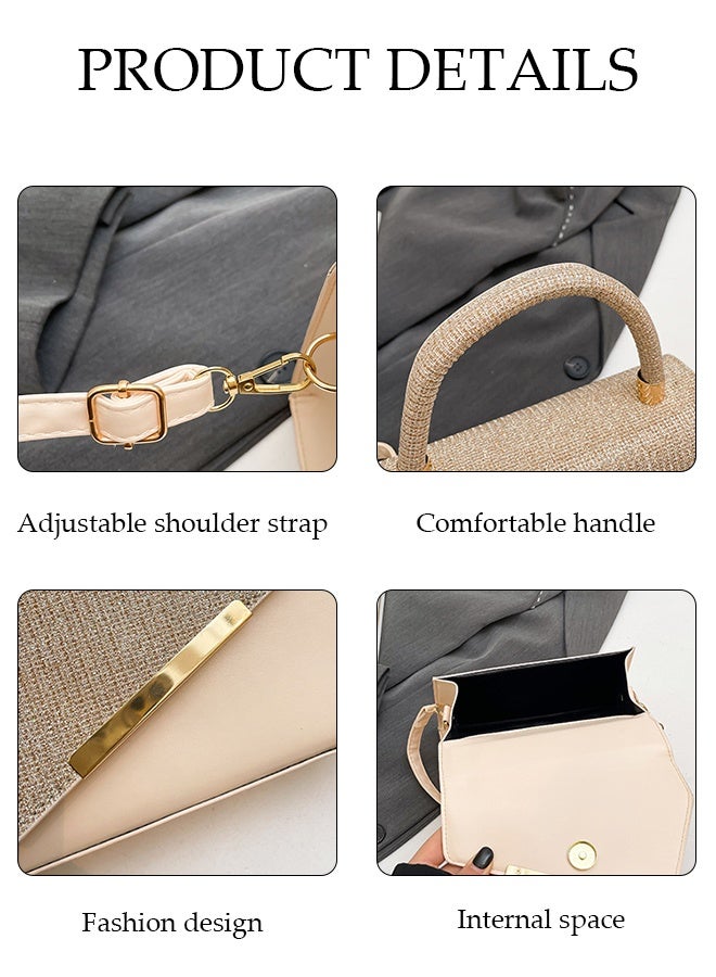 DUNISO Vintage Handle Shoulder Bag, Pu Leather Small Square Crossbody Bag, Hand-Held Patchwork Bag, Suitable For Shopping, Party, Banquet, Travel, Etc., Fashionable Evening Bag, Cocktail Handbag - Image 3