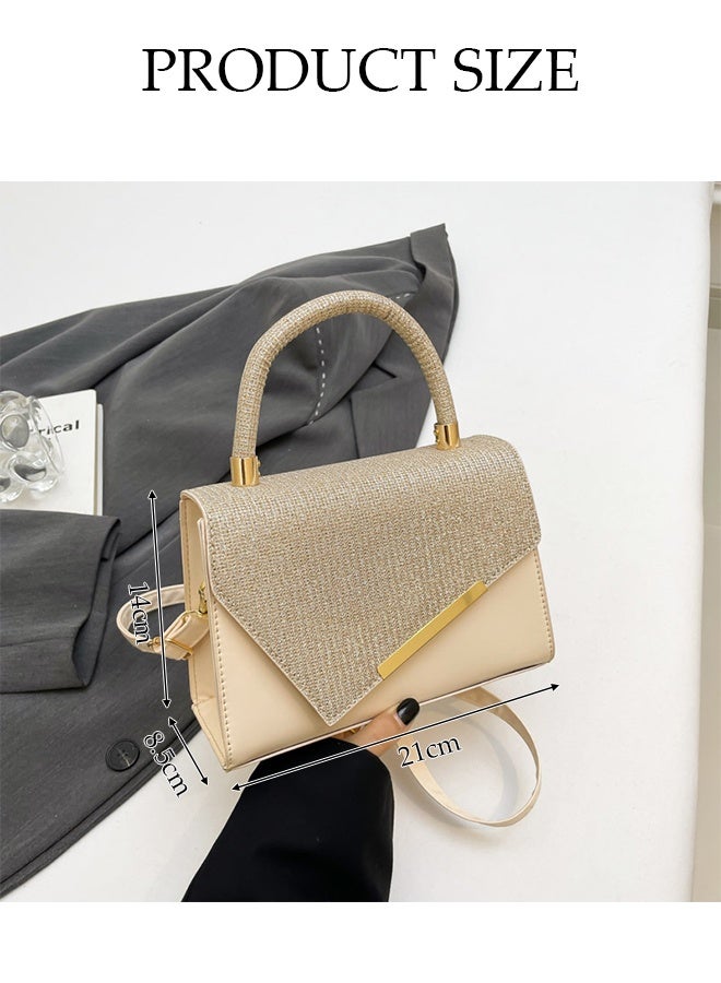 DUNISO Vintage Handle Shoulder Bag, Pu Leather Small Square Crossbody Bag, Hand-Held Patchwork Bag, Suitable For Shopping, Party, Banquet, Travel, Etc., Fashionable Evening Bag, Cocktail Handbag - Image 2