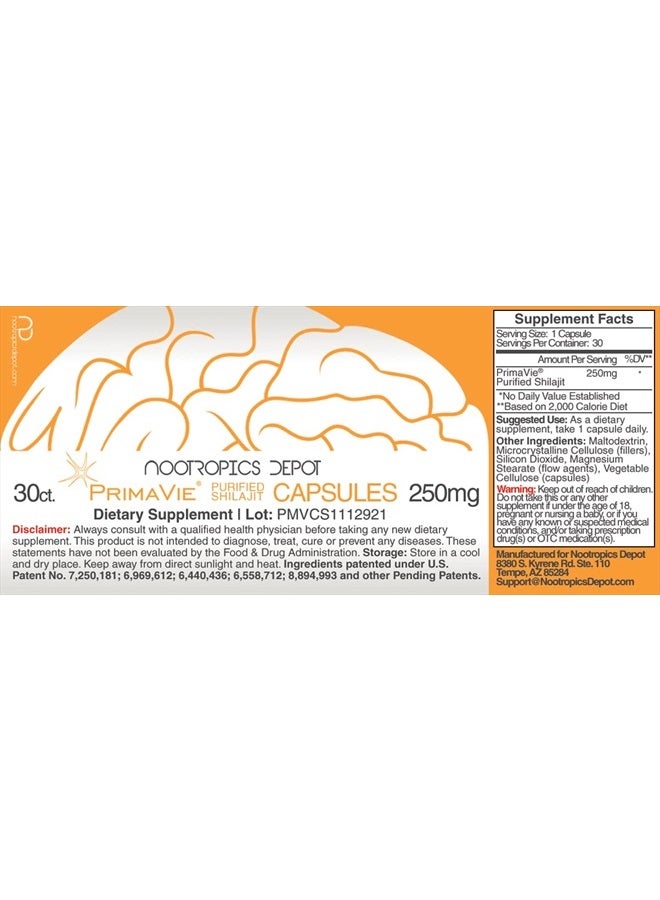 Nootropics Depot PrimaVie Shilajit Capsules | 250mg | 30 Count | Purified Extract | Ayurveda Supplement | Supports Mitochondrial Function + Boosts Endurance - Image 2