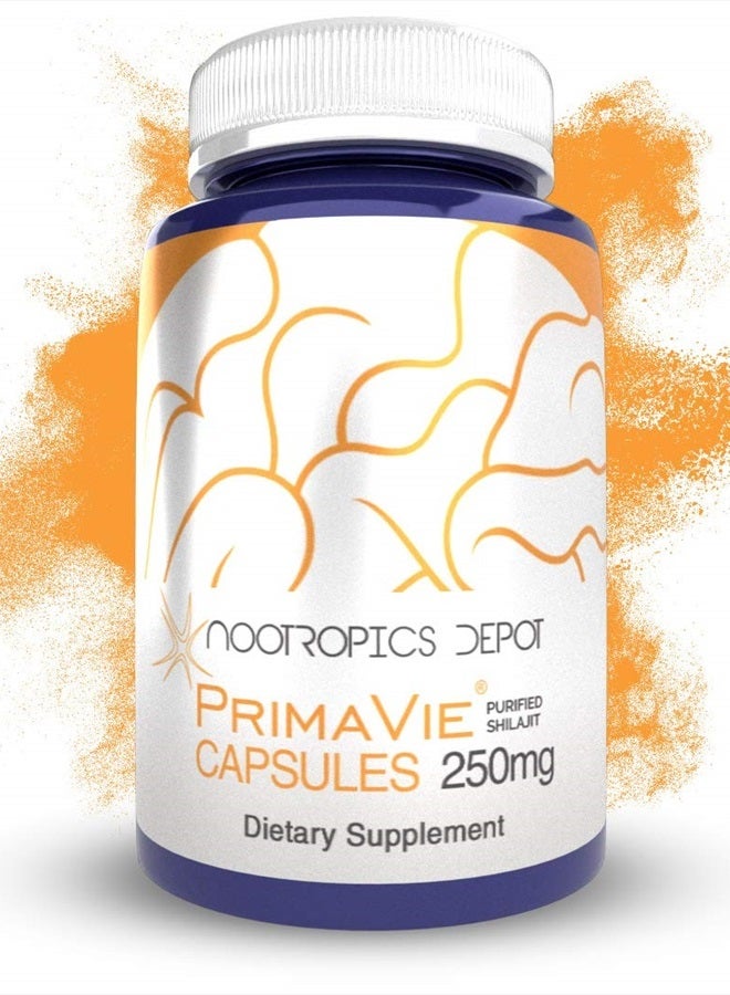 Nootropics Depot PrimaVie Shilajit Capsules | 250mg | 30 Count | Purified Extract | Ayurveda Supplement | Supports Mitochondrial Function + Boosts Endurance - Image 1