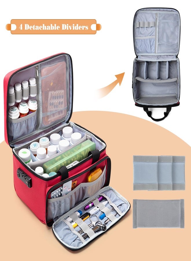 CURMIO Pill Bottle Organizer, Medicine Bag with Lock for Prescription Bottles and First Aid Kits, Red (Patented Design) - Image 3