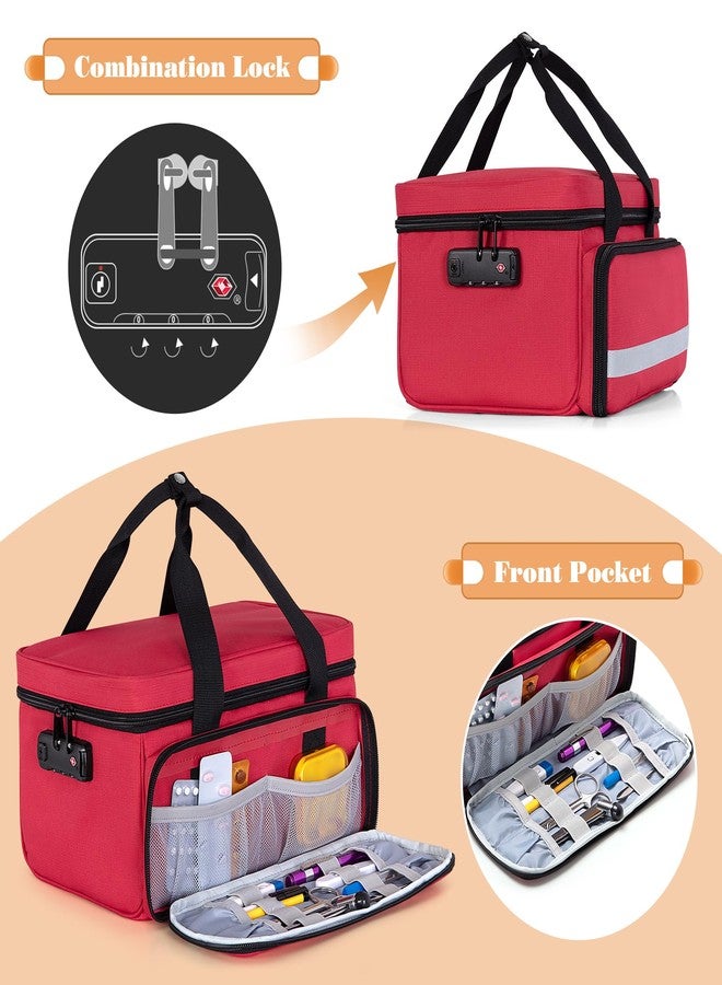 CURMIO Pill Bottle Organizer, Medicine Bag with Lock for Prescription Bottles and First Aid Kits, Red (Patented Design) - Image 2