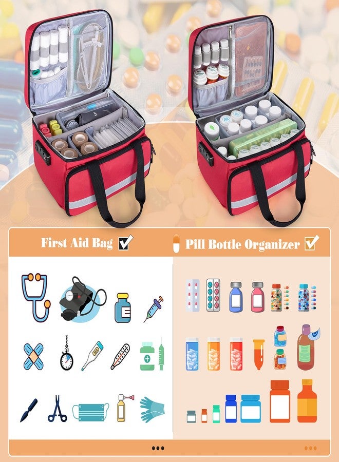 CURMIO Pill Bottle Organizer, Medicine Bag with Lock for Prescription Bottles and First Aid Kits, Red (Patented Design) - Image 4