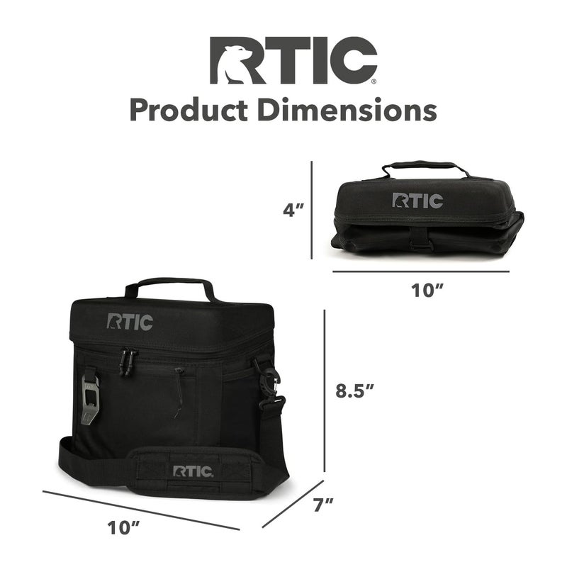 RTIC 8 Can Everyday Cooler, Soft Sided Portable Insulated Cooling for Lunch, Beach, Drink, Beverage, Travel, Camping, Picnic, for Men and Women, Black - Image 4